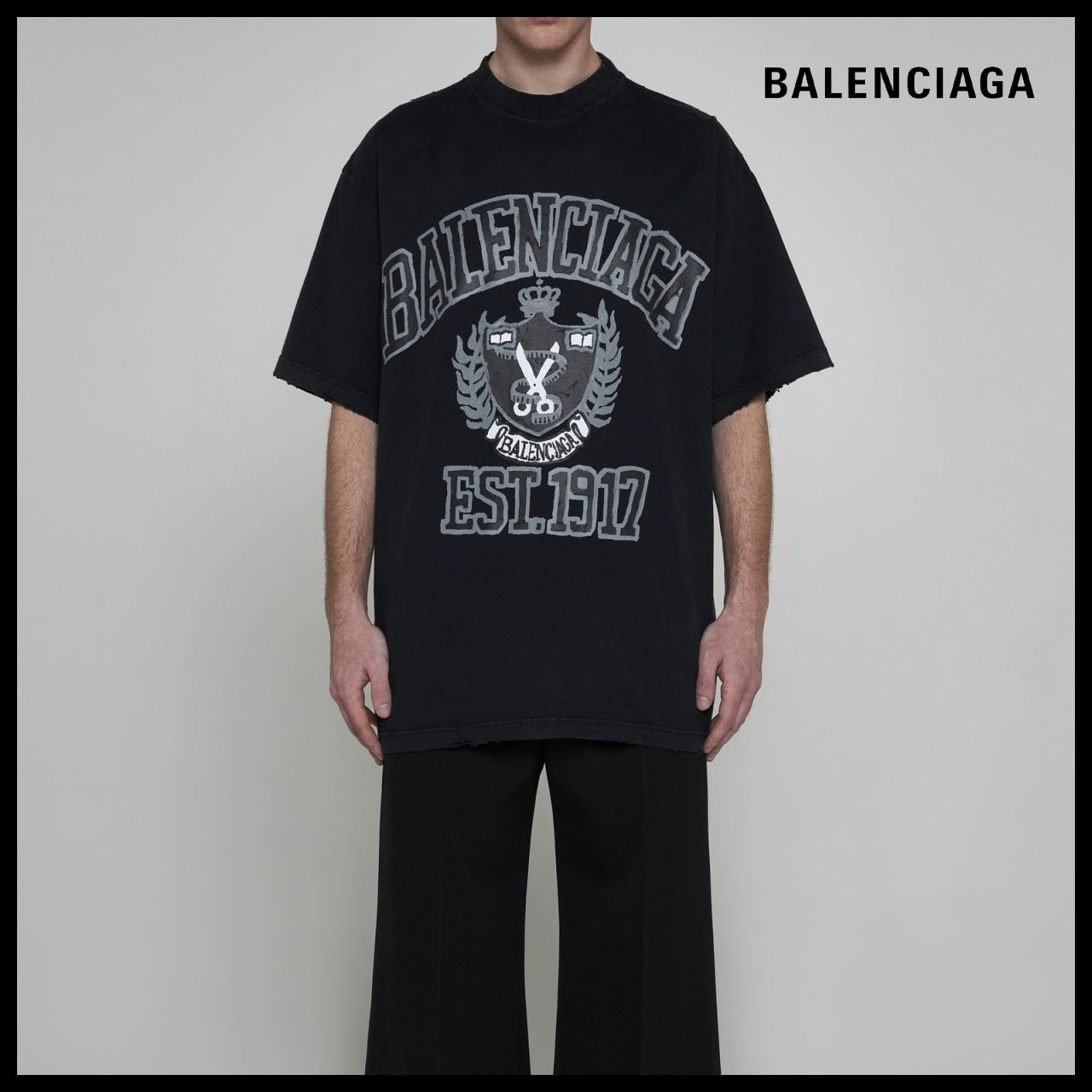 【BALENCIAGA】DIY College Medium Fit T-Shirt Black