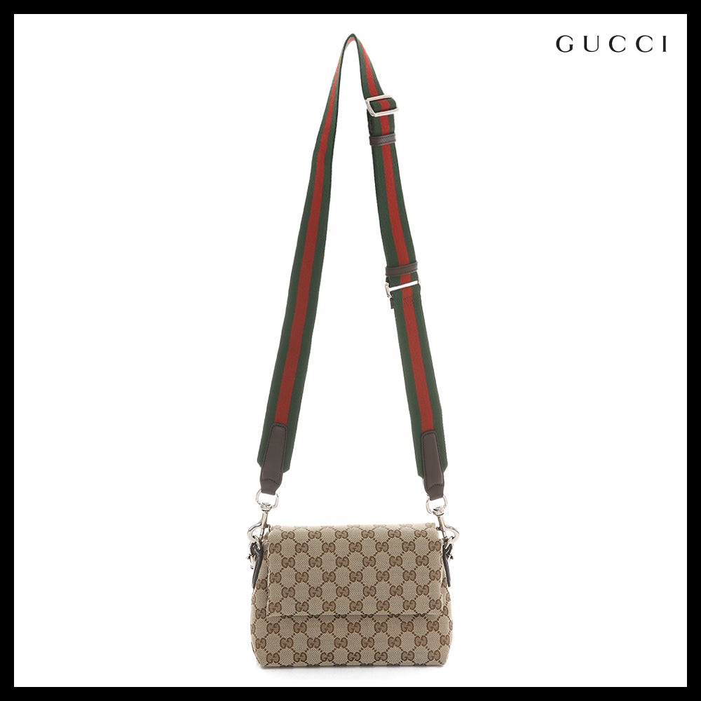 【GUCCI】GG Canvas Small Beige Crossbody Bag