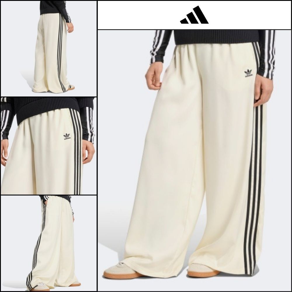 【adidas】Adicolor Satin Wide-Leg Track Pants CREWHT