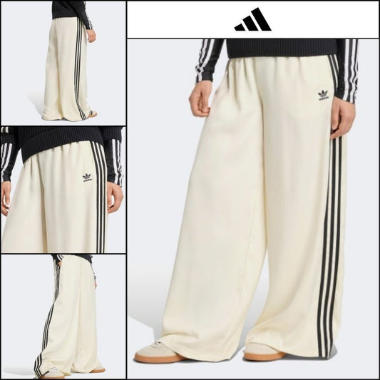 【adidas】Adicolor Satin Wide-Leg Track Pants CREWHT