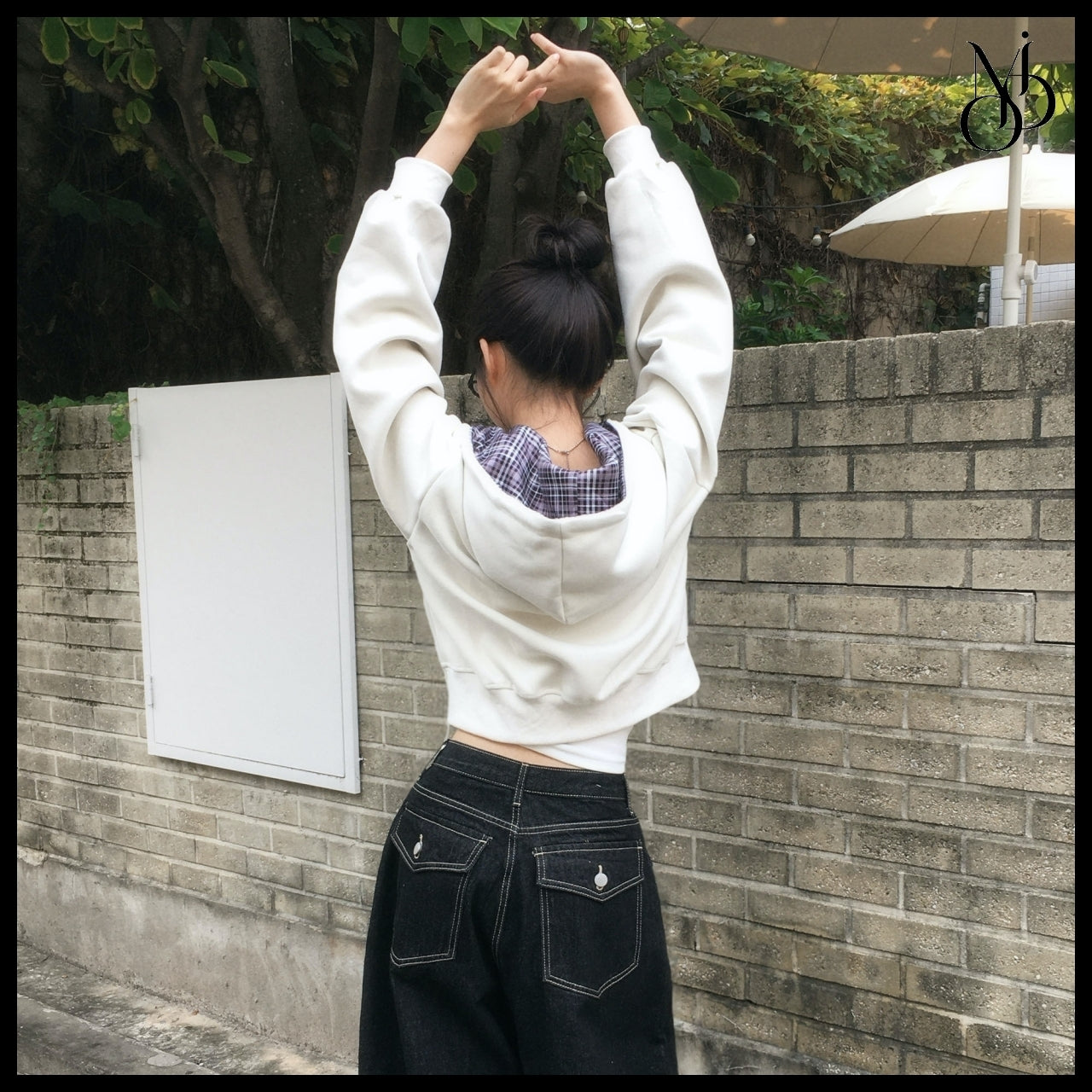 【MODIMOOD】Rudy Check Color Block Hoodie Zip-Up 5 Colors