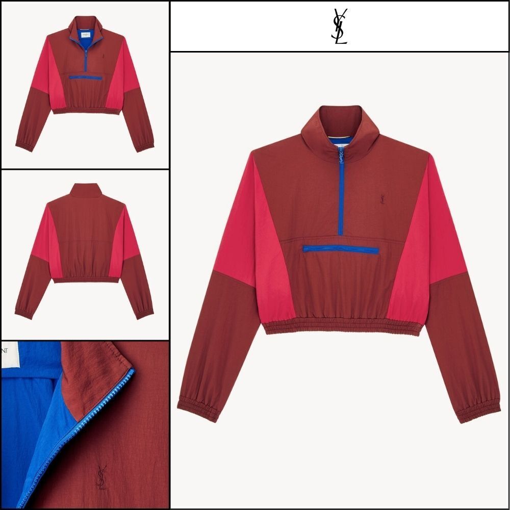 【Saint Laurent】Nylon Faille CASSANDRE Cropped Windbreaker