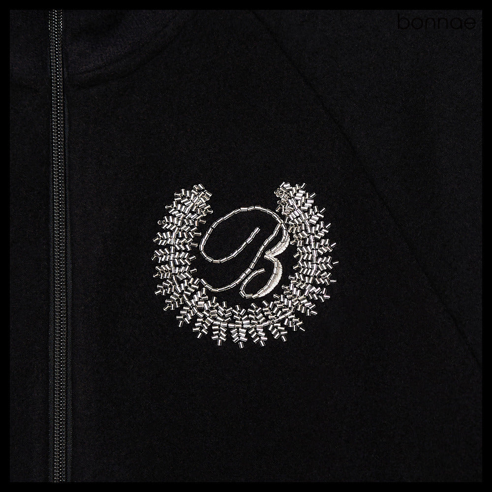 【Bonnae】Beaded Knit Zip-Up 2Colors
