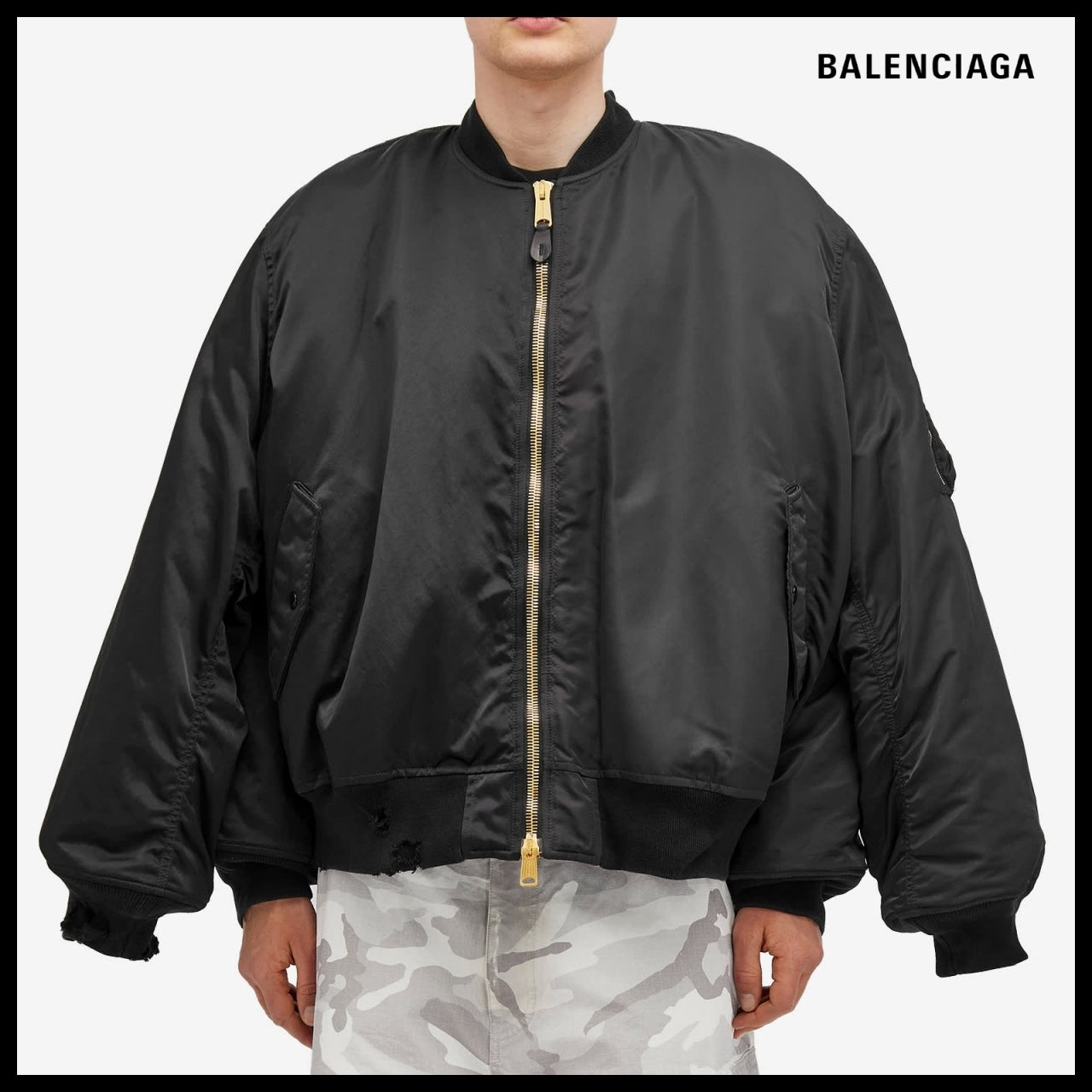 【BALENCIAGA】Double Sleeve Bomber Jacket Black
