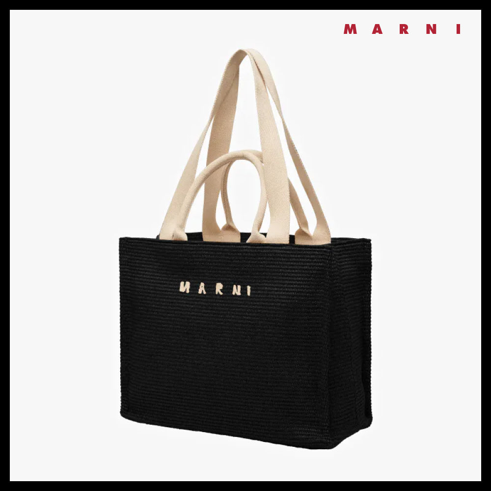 【MARNI】East West Raffia Large Top Handle Tote raffia top