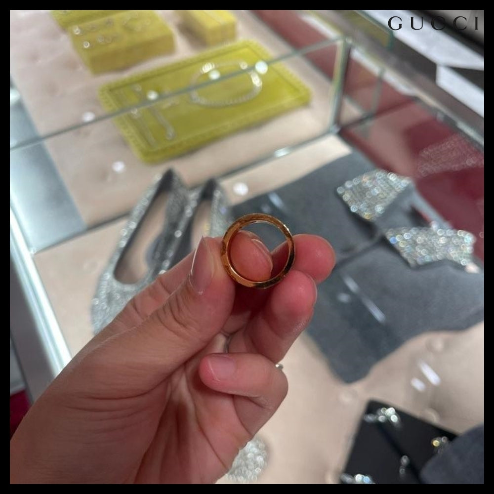 【GUCCI】Blondie Enamel Metal Wide Ring Pink