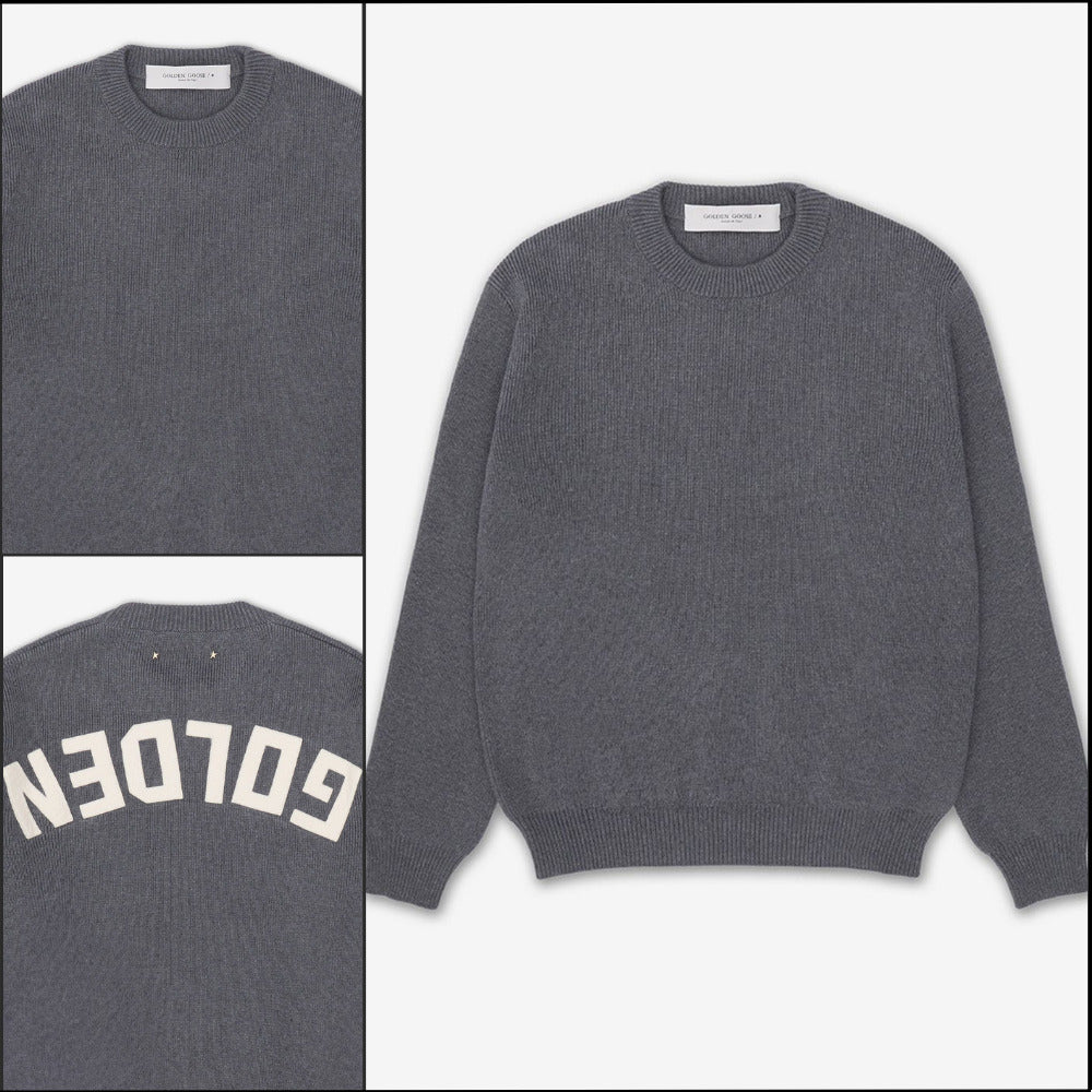 【Golden Goose】Boyfriend Crewneck Knit - Dark Gray Melange