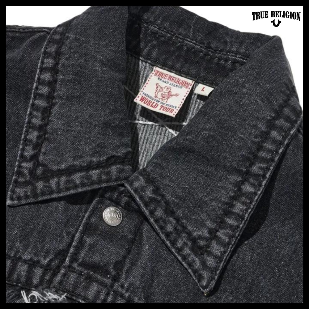 【TRUE RELIGION】Caution Cross Trucker jacket Black