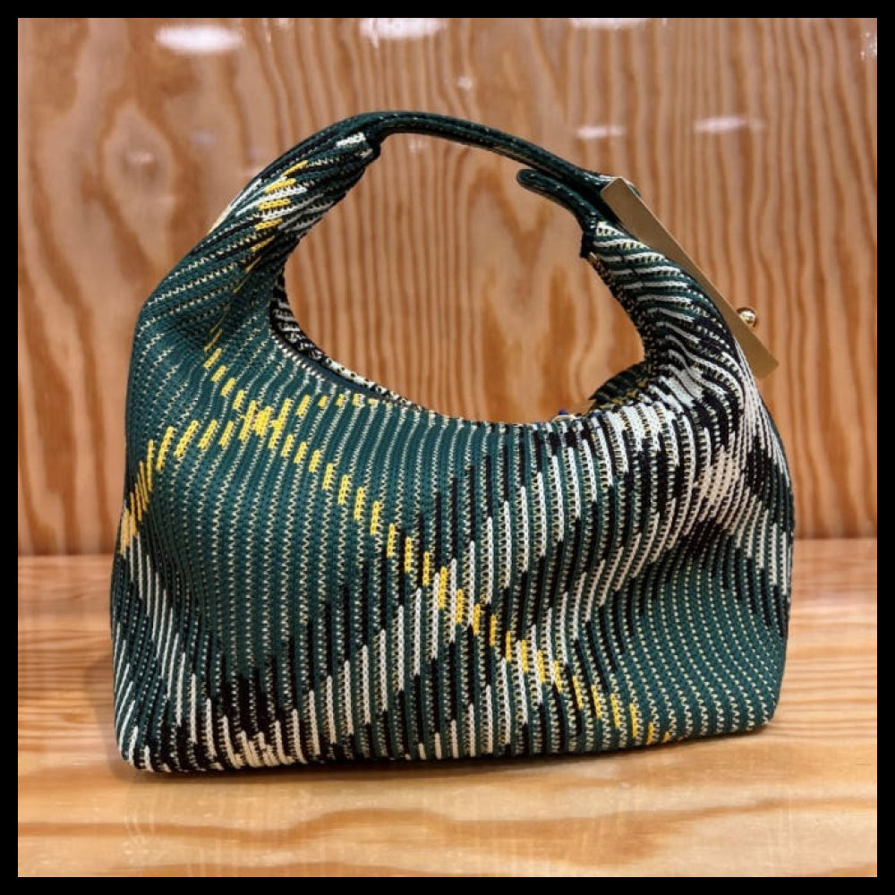 【Burberry】Knit Check Mini Peg Duffle Bag Ivy