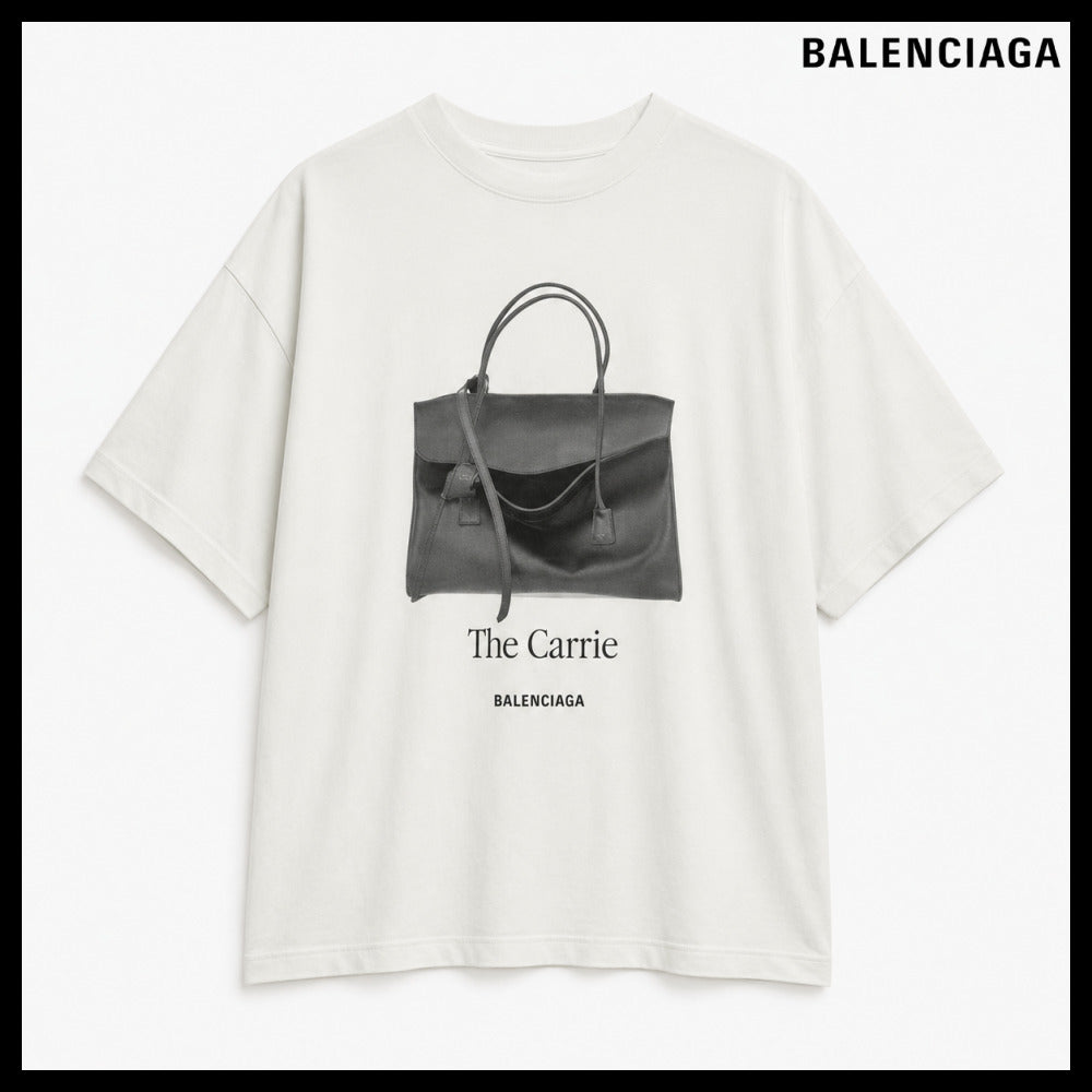 【BALENCIAGA】Women’s Gray Holdall Oversized T-Shirt