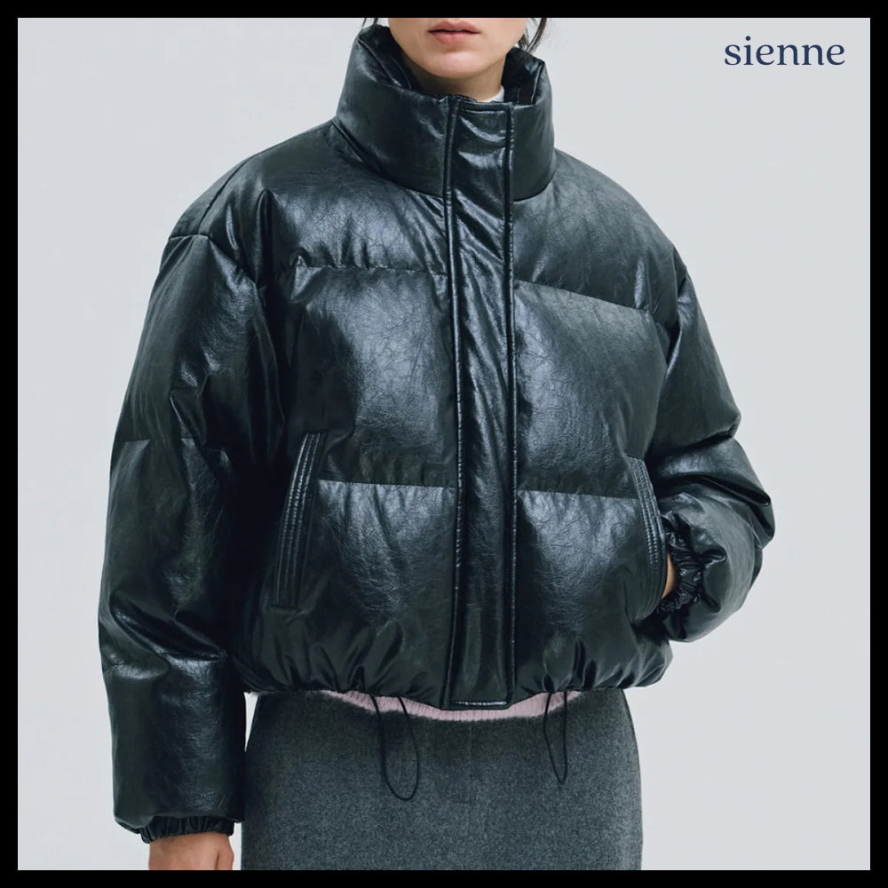 【SIENNE】Nuit Leather Goose-down Black