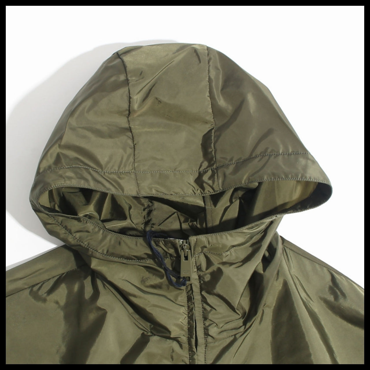 【PRADA】Triangle-logo hooded windbreaker jacket khaki