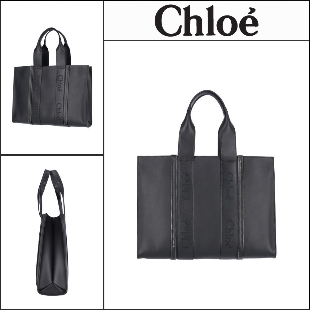 【Chloe】Woody Large Shopper Tote Bag Black