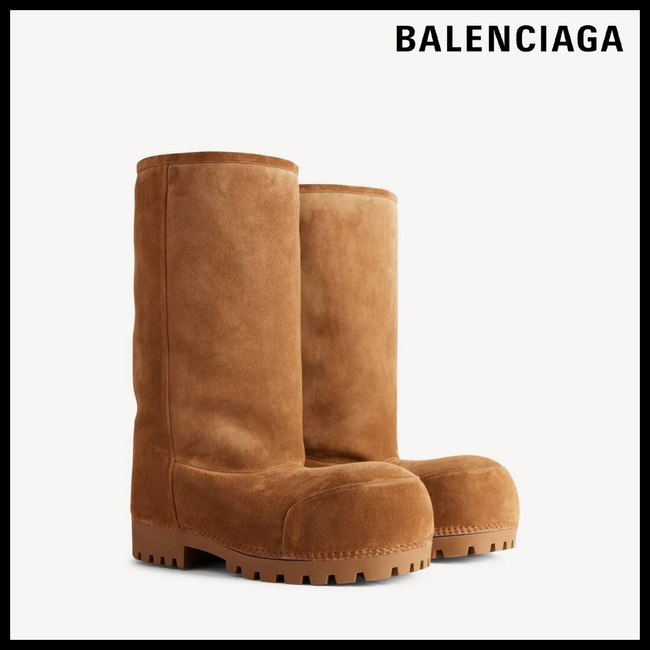 【BALENCIAGA】Men’s Alaska Fur High Boots Brown