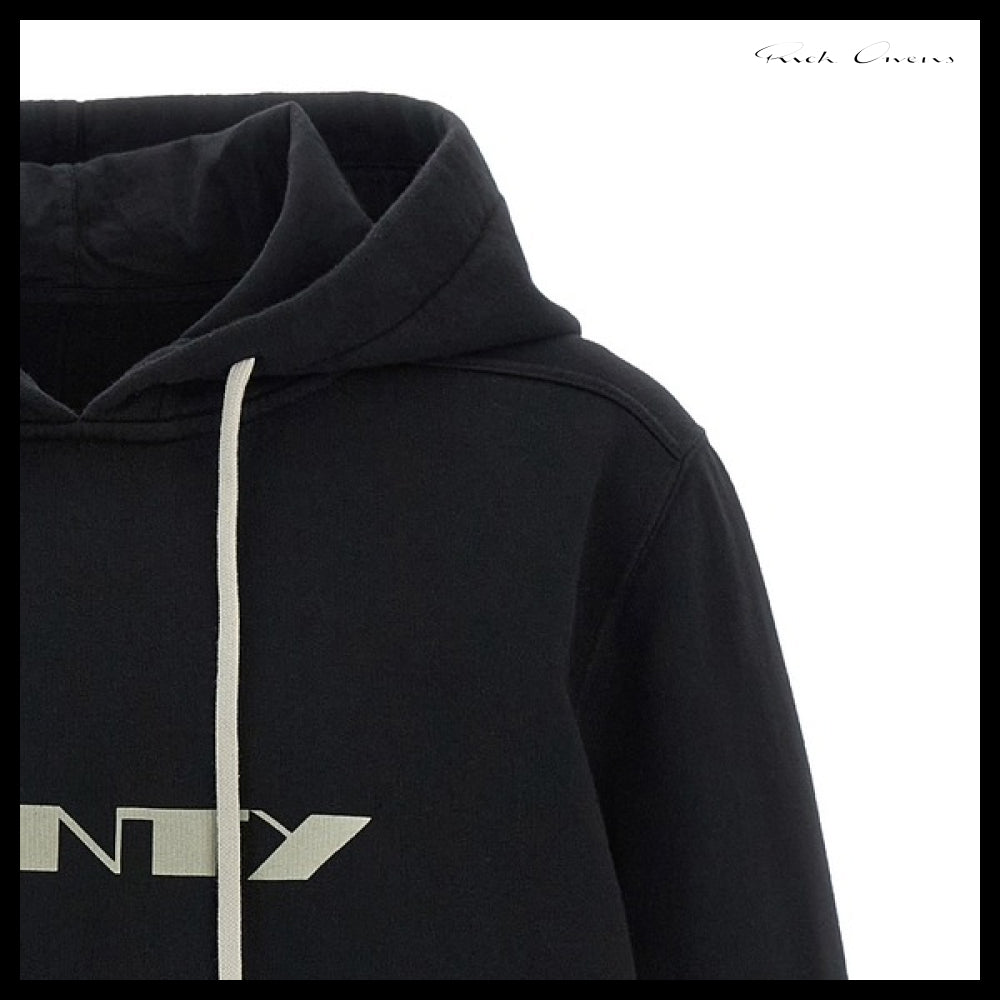 【Rick Owens】Black Hoodie White Logo