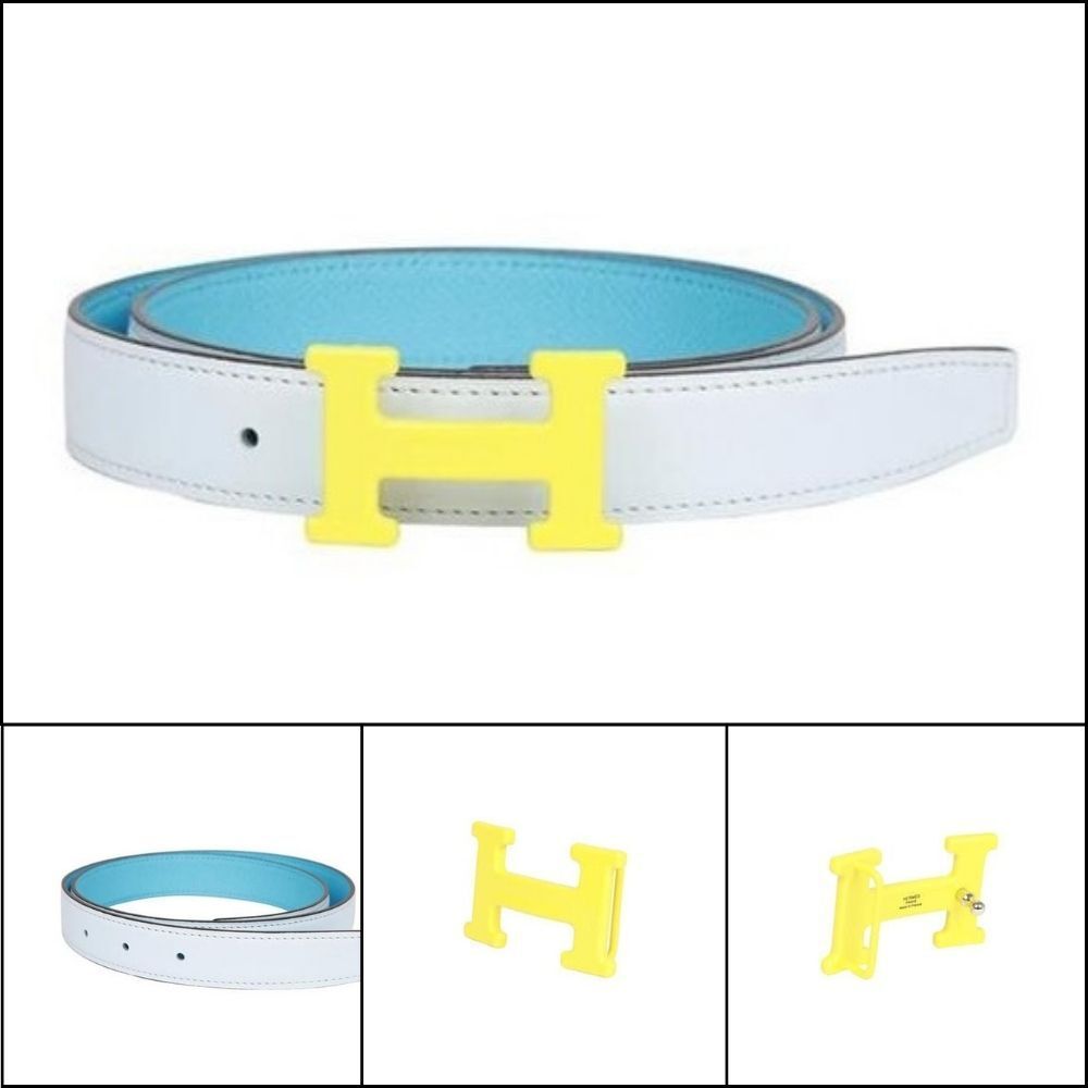 【HERMES】H Email Belt Reversible Blue Lime