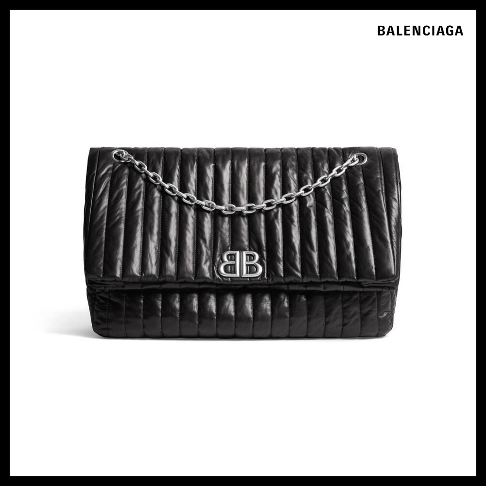 【BALENCIAGA】Monaco Large Chain Bag Quilted Black