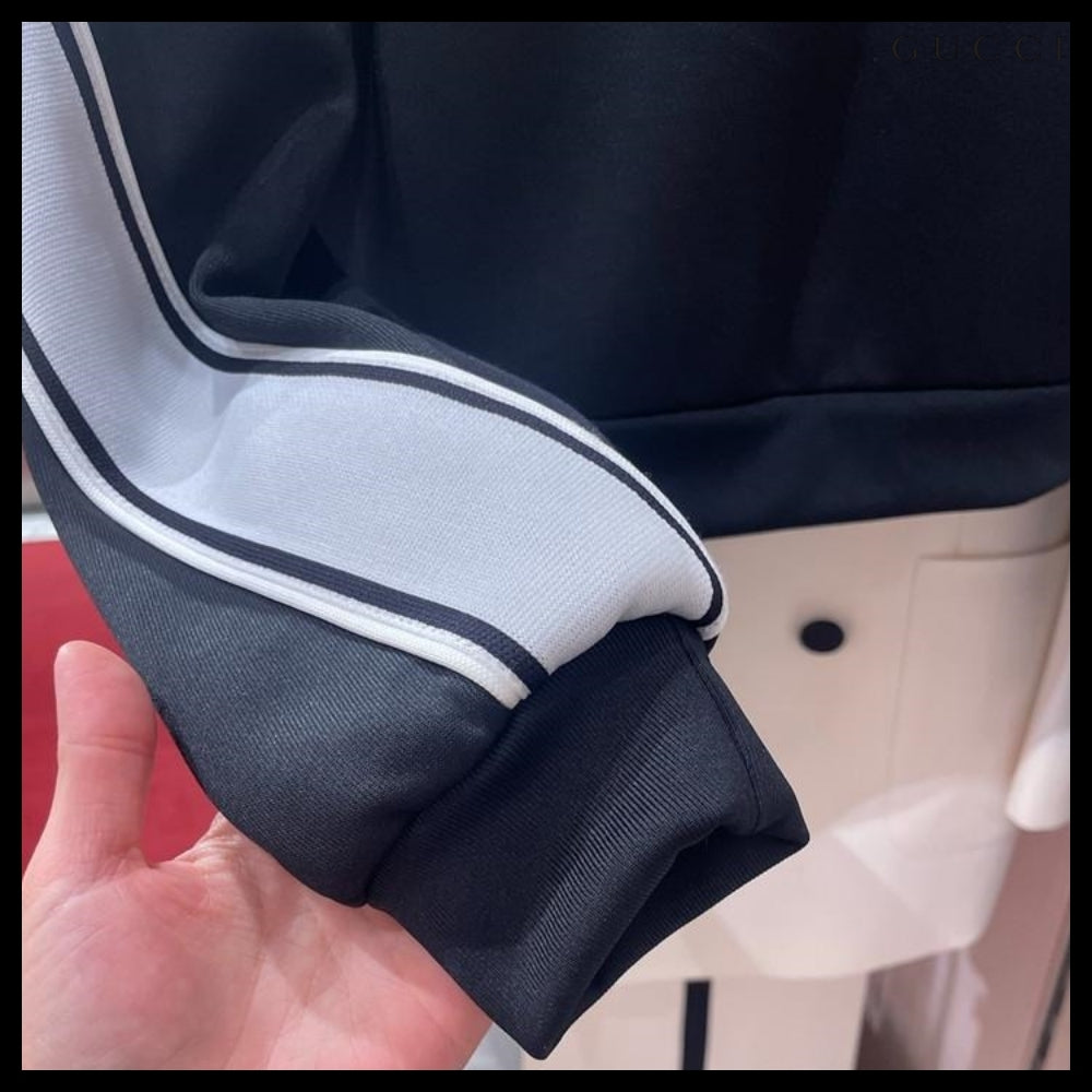【GUCCI】Interlocking Embroidered Light Felted Cotton Zip-Up