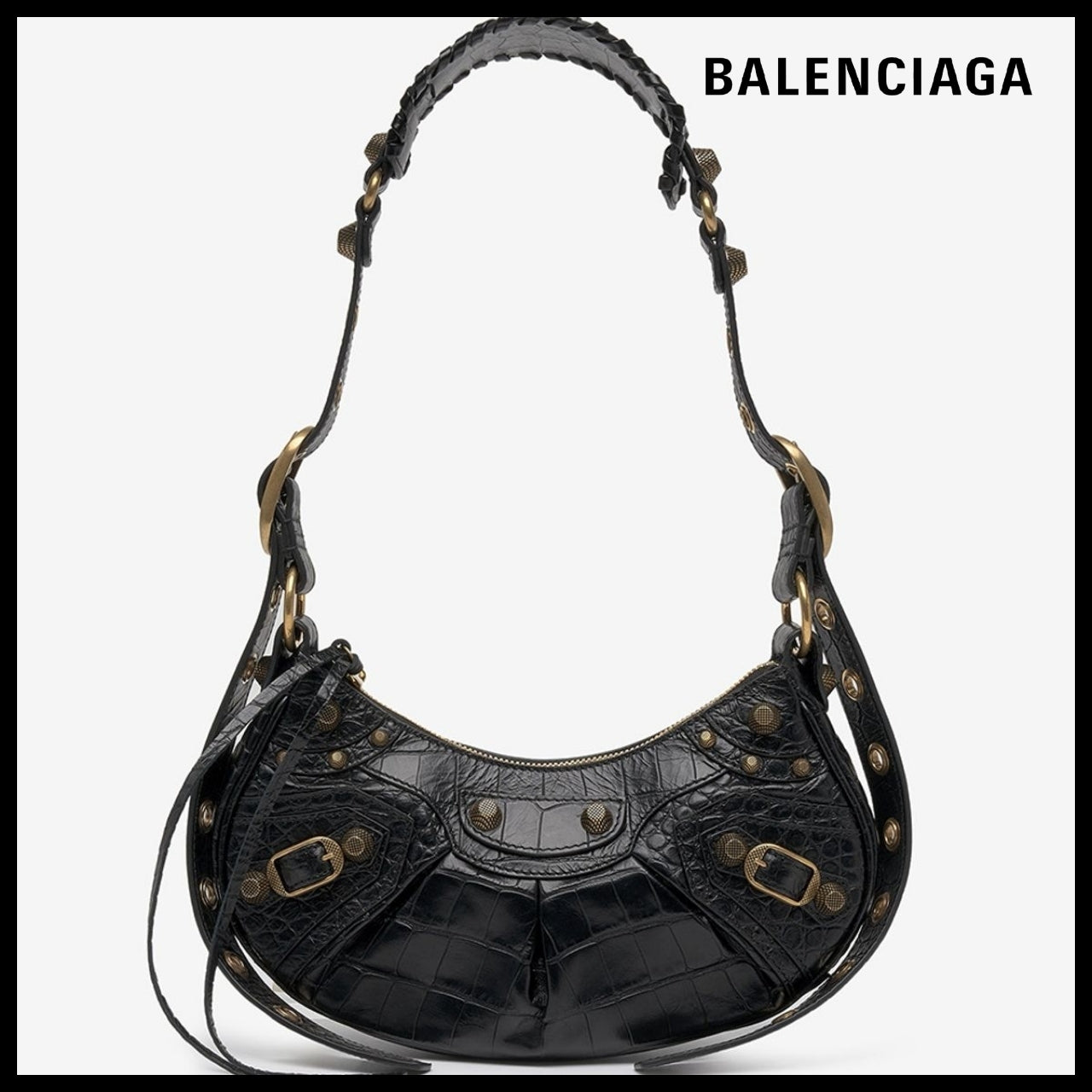【BALENCIAGA】Le Cagole XS Shoulder Bag Crocodile Embossed