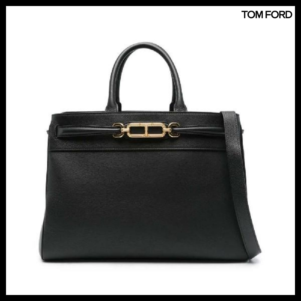 【TOM FORD】GRAIN LEATHER LARGE TOP HANDLE BAG
