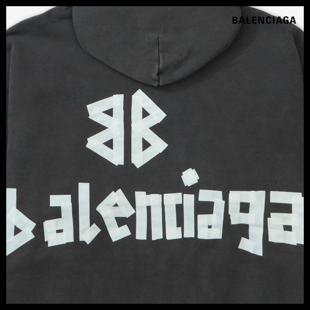 【BALENCIAGA】Ribbed Pocket Hoodie - Faded Black