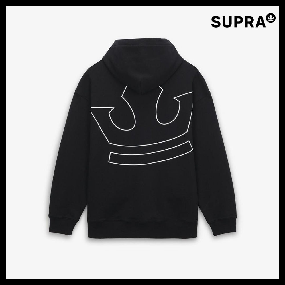 【SUPRA】CROWN MEGA LINE LOGO HOODIE BLACK