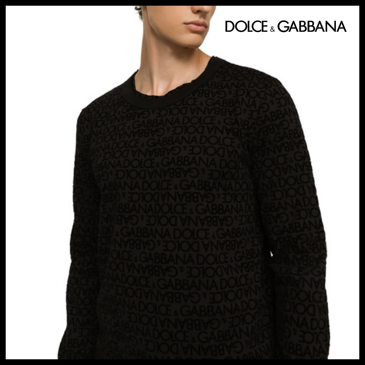 【Dolce & Gabbana】COTTON FLOCKED LONG-SLEEVE T-SHIRT