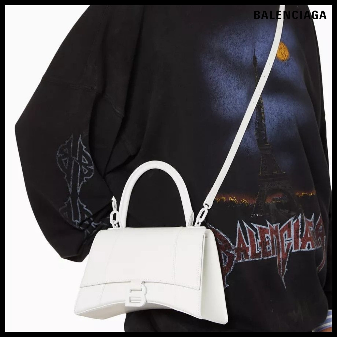 【BALENCIAGA】Hourglass Small Handbag in White