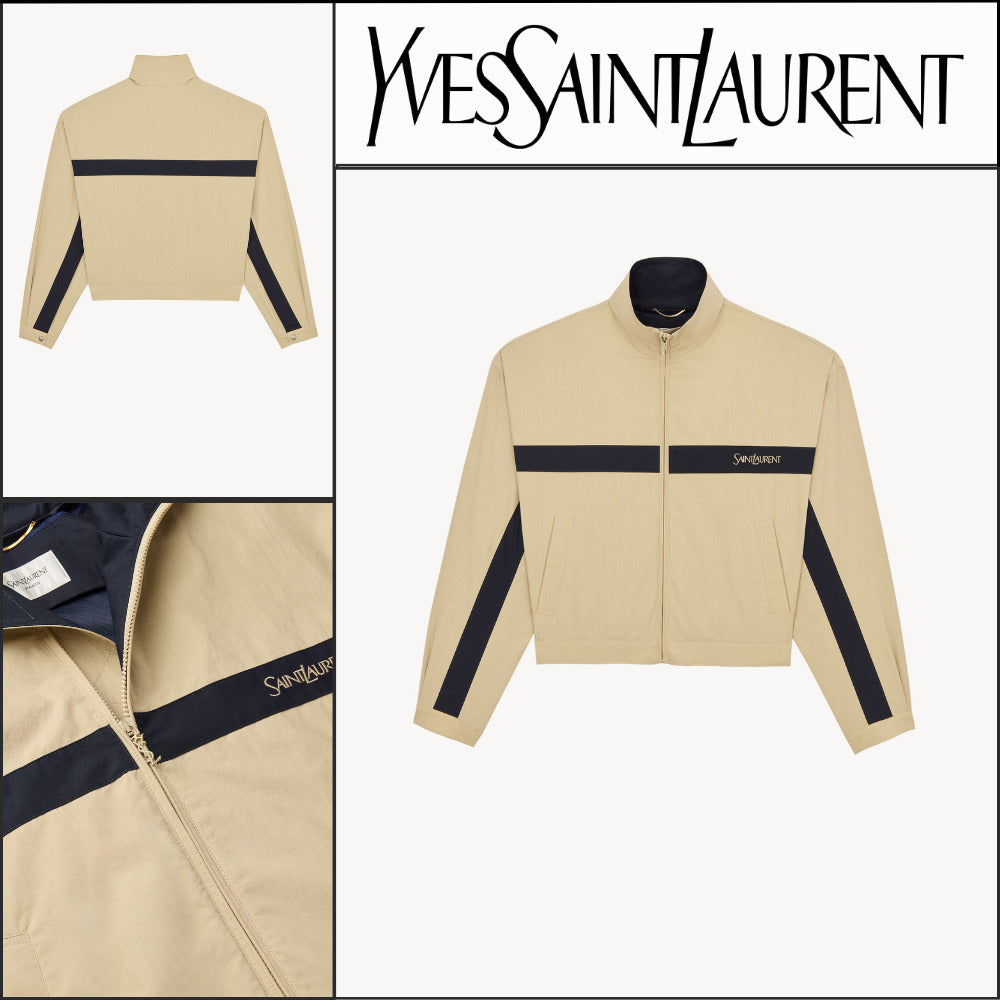 【Saint Laurent】Cotton Canvas Saint Laurent Jacket MASTIC