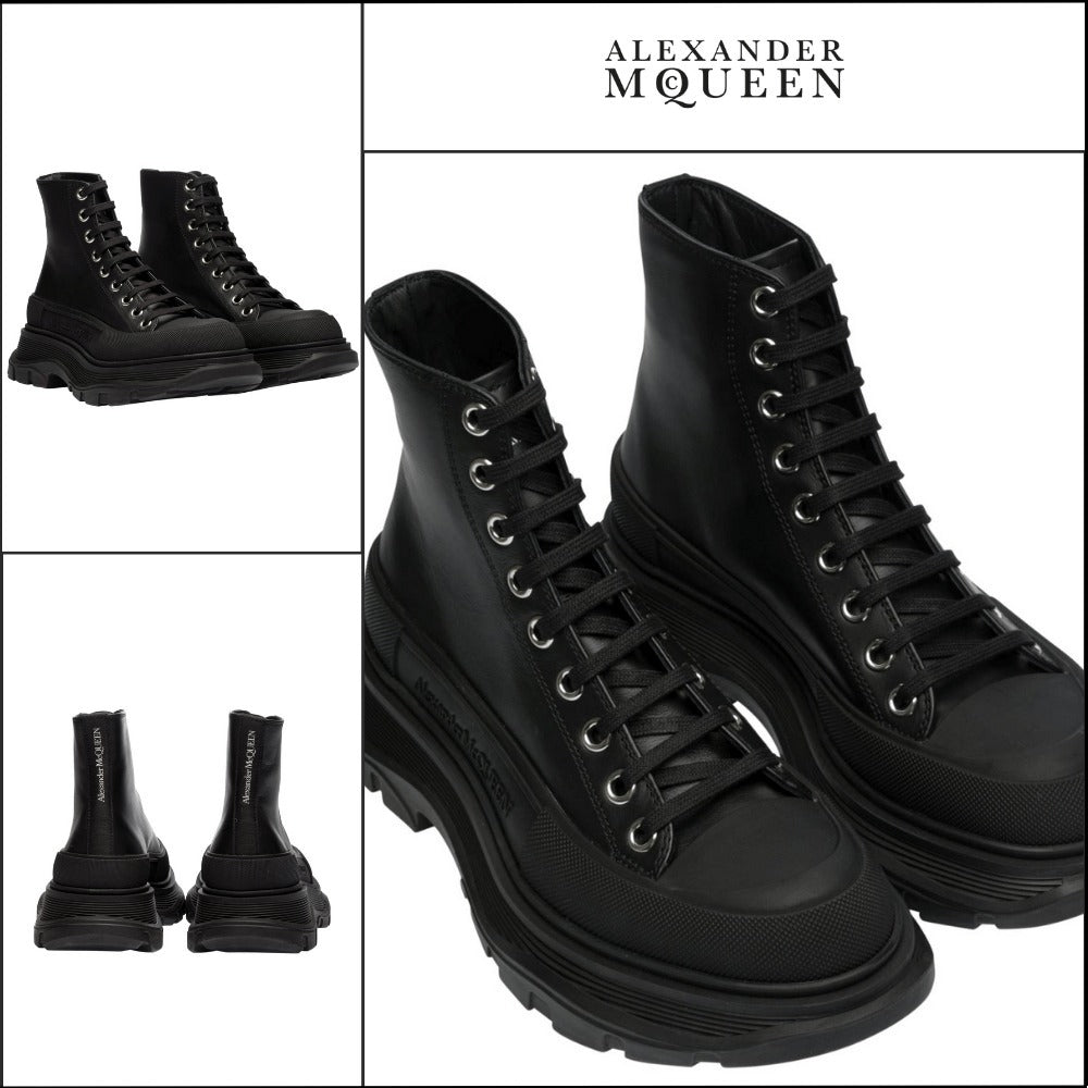 【Alexander Mcqueen】Tread Slick Boot Leather Black