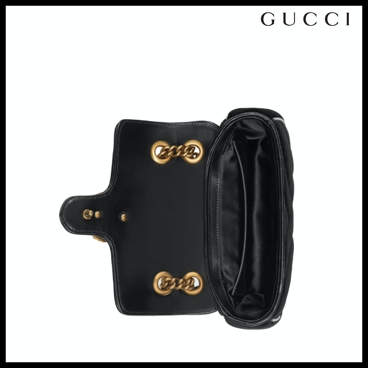 【GUCCI】Marmont 2 Velvet Chain Mini Shoulder Bag BLACK