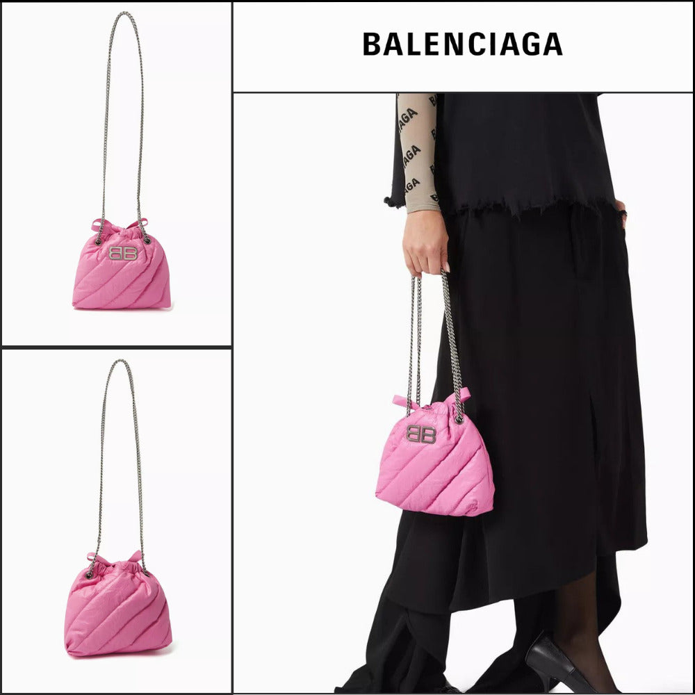 【BALENCIAGA】Crush XS Tote Bag Quilted Pink