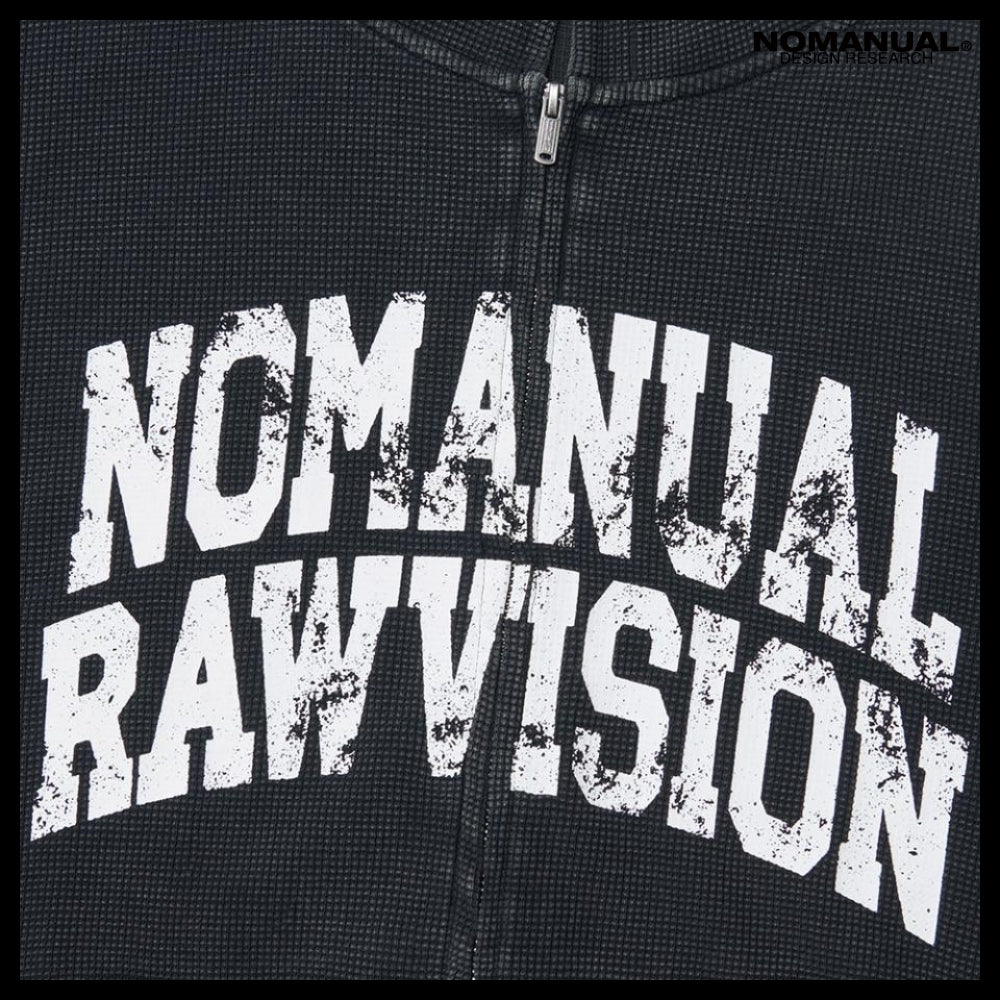 【NOMANUAL】VINTAGE WAFFLE HOODED ZIP UP 2 Colors