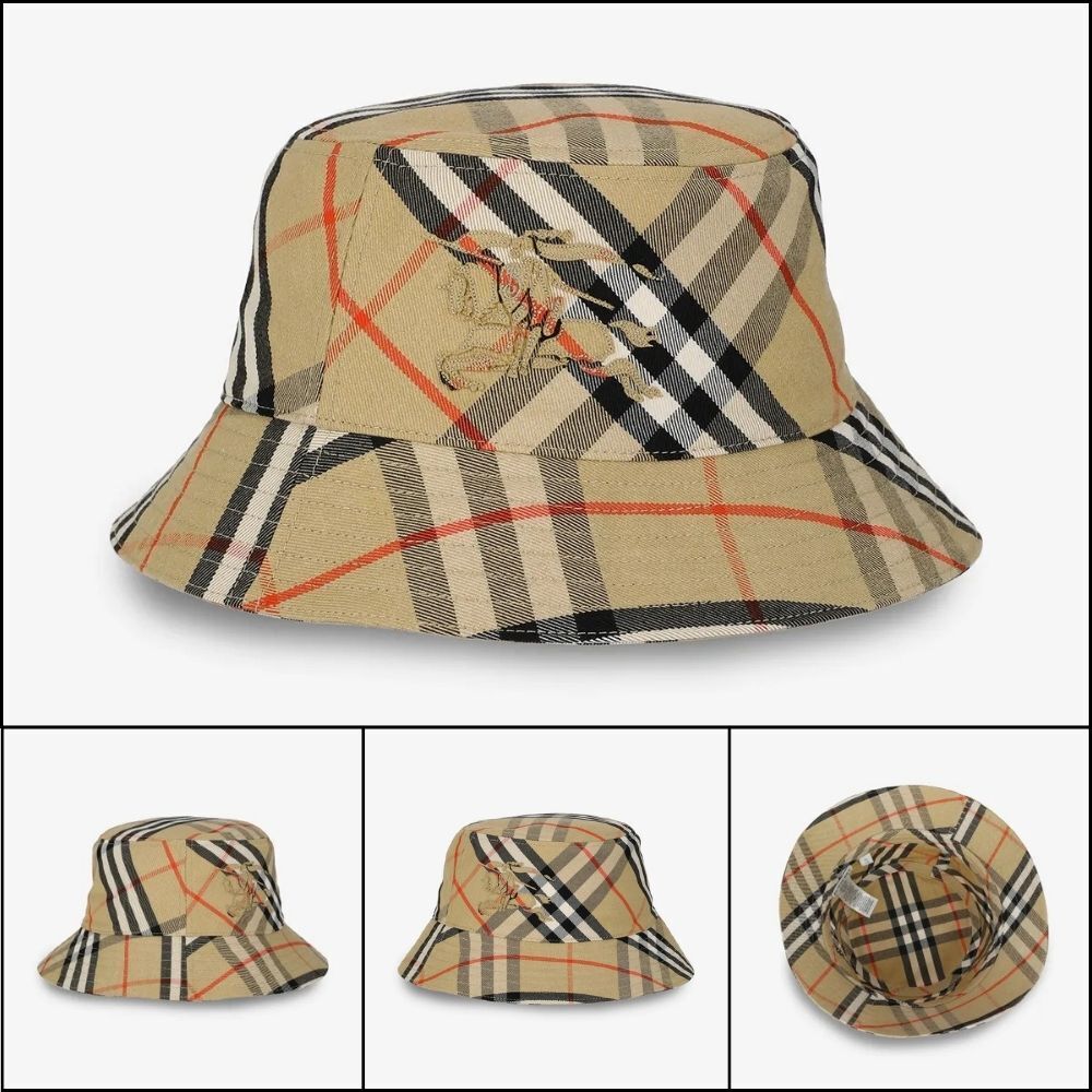 【Burberry】EKD Check Cotton Bucket Hat Sand