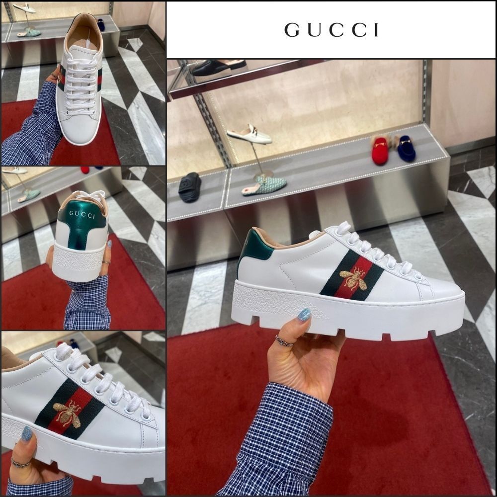 【GUCCI】Ace Bee Embroidered Women’s Sneakers White