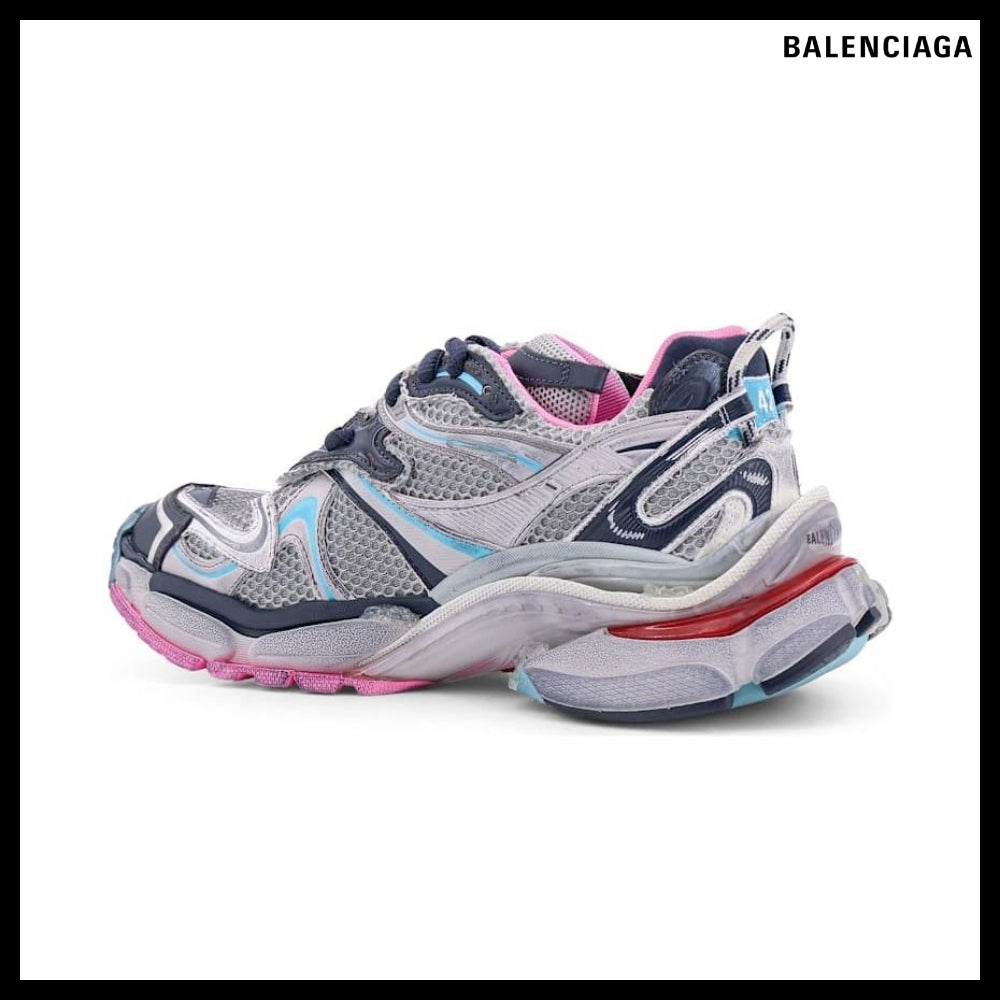 【BALENCIAGA】Runner 2 Mesh PU Sneakers Blue Pink Red