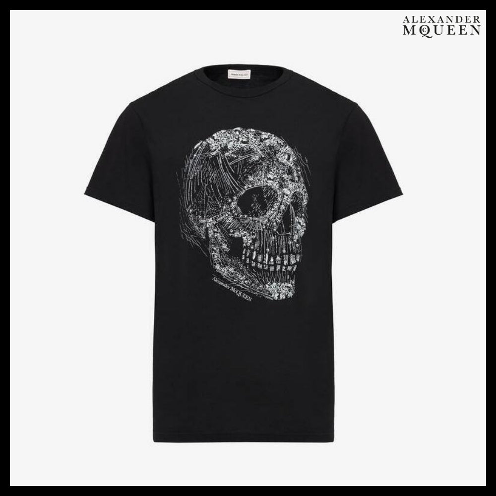 【Alexander Mcqueen】Crystal Skull T-shirt in Black/White