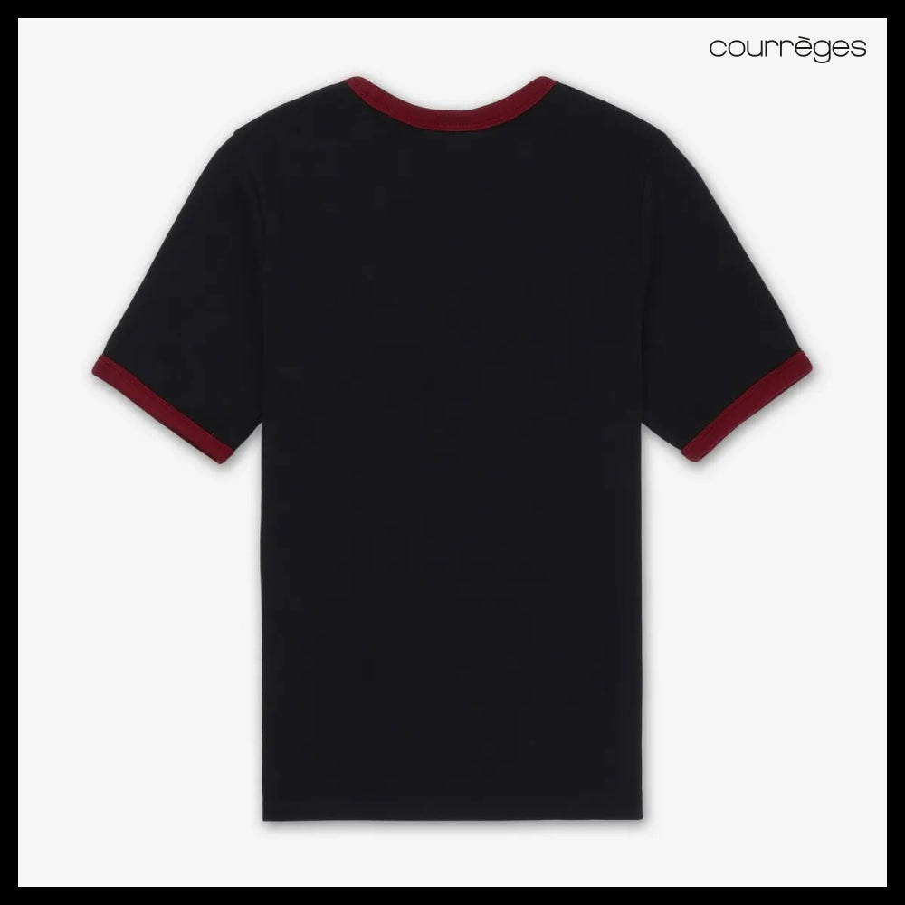 【Courreges】Signature Contrast Short Sleeve T Shirt Black