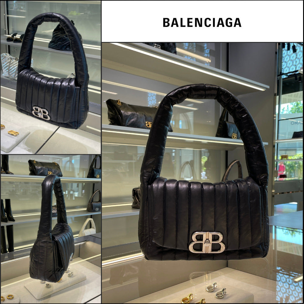 【BALENCIAGA】BB Logo Quilted Monaco S Slingback