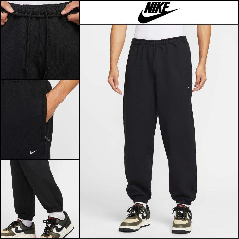 【Nike】SOLO SWOOSH CUFF FLEECE PANTS BLACK BLACK WHITE