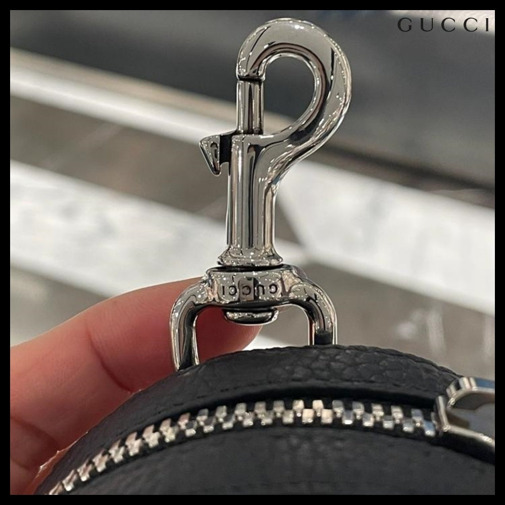 【GUCCI】PIUMA GG Jumbo Calf Keyring Coin Wallet Black