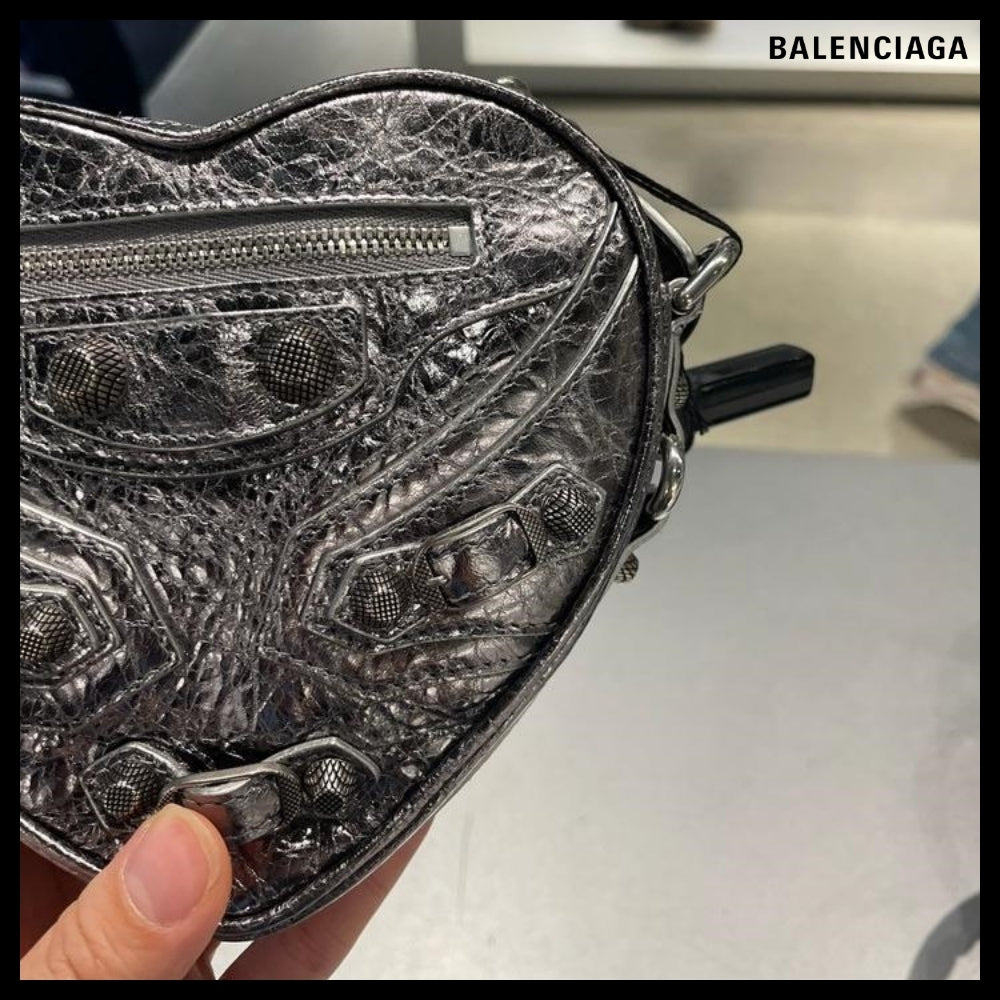 【BALENCIAGA】Metallic Lambskin Mini Heart Shoulder Bag