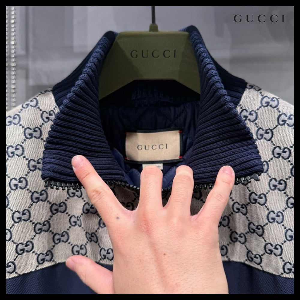 【GUCCI】GG Heavy Nylon Canvas Zip-Up Jacket Caspian