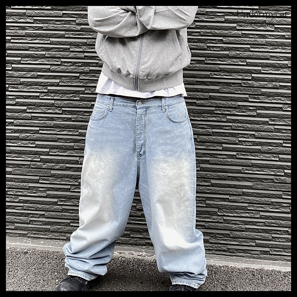 【Undermycar】Mu.31 Anti FxxkingLogoPlayBrushWashedWideJeans