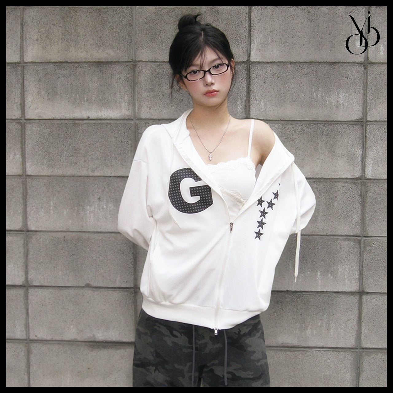 【MODIMOOD】Loose Fit Star Hoodie Zip-Up 4 Colors