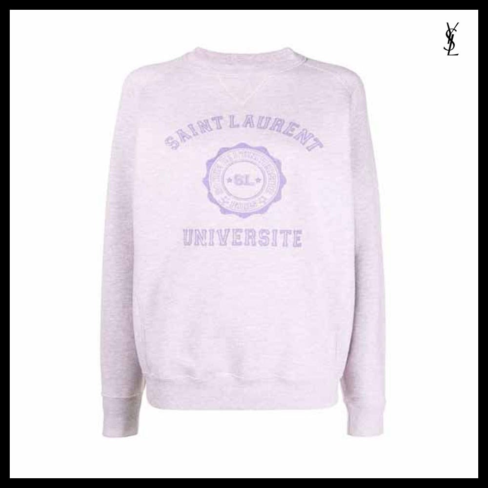 【Saint Laurent】University Logo Sweatshirt Lilac Unisex