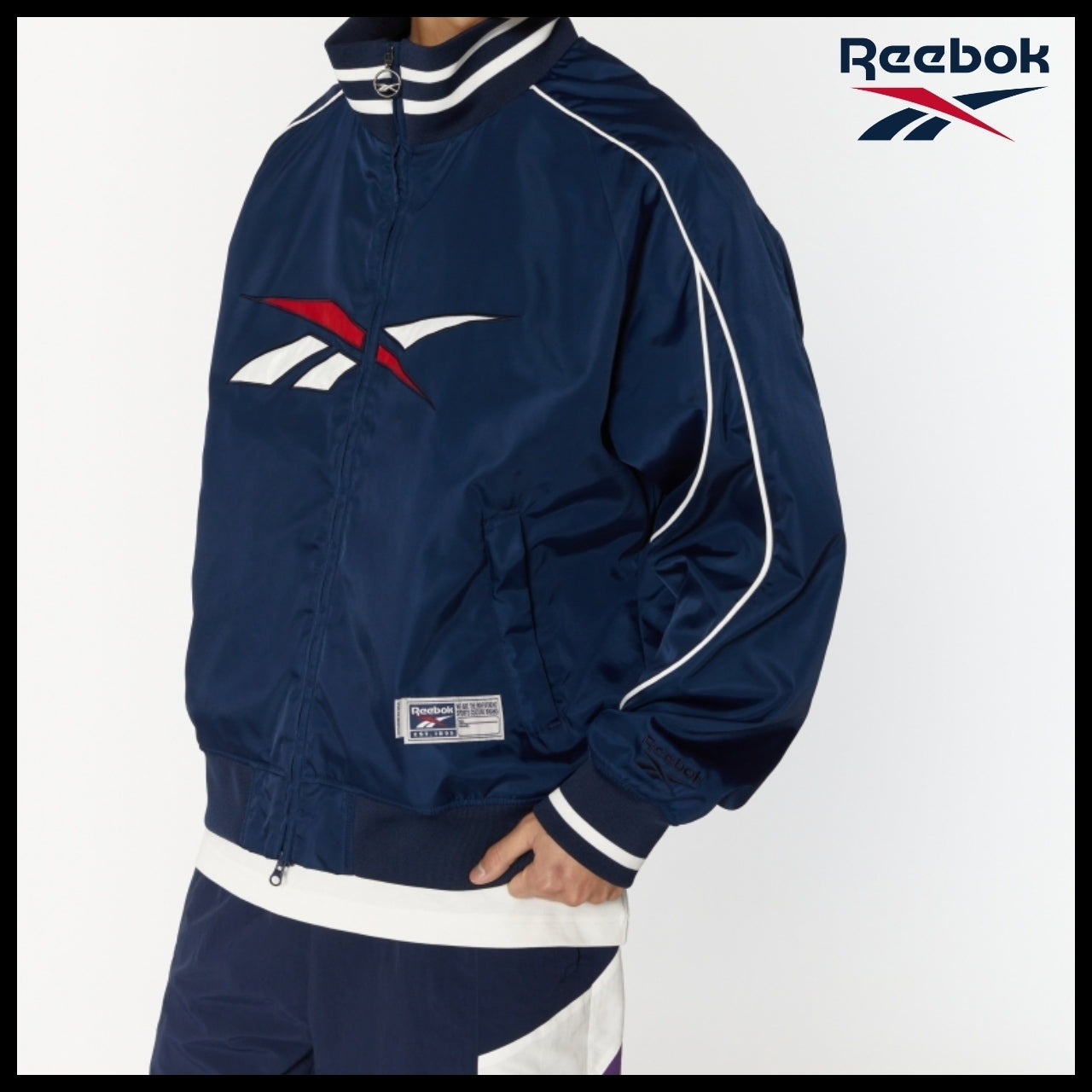 【Reebok】Vector Stadium Varsity Jacket Navy