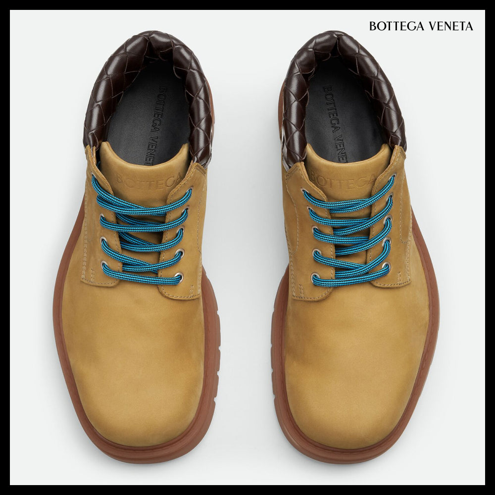 【BOTTEGA VENETA】Head Dog Lace-Up Ankle Boots Ochre Rubber