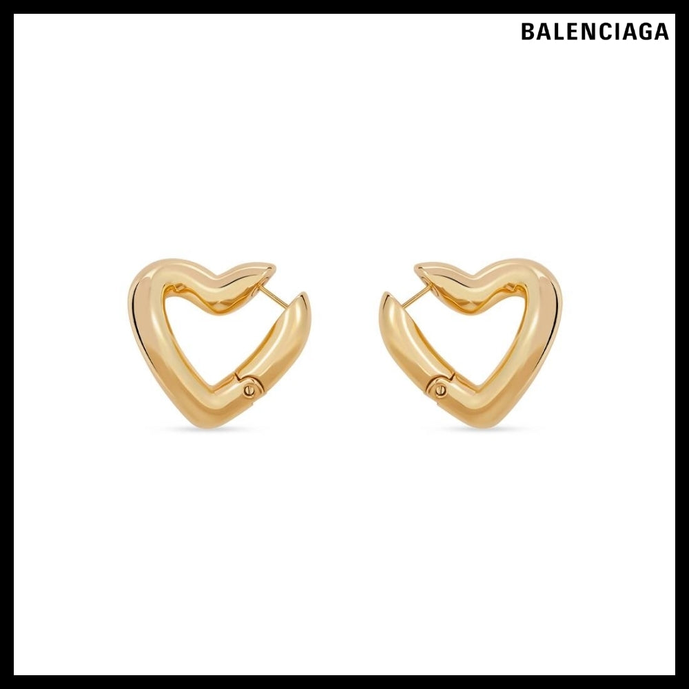 【BALENCIAGA】Loop Heart Earrings Gold