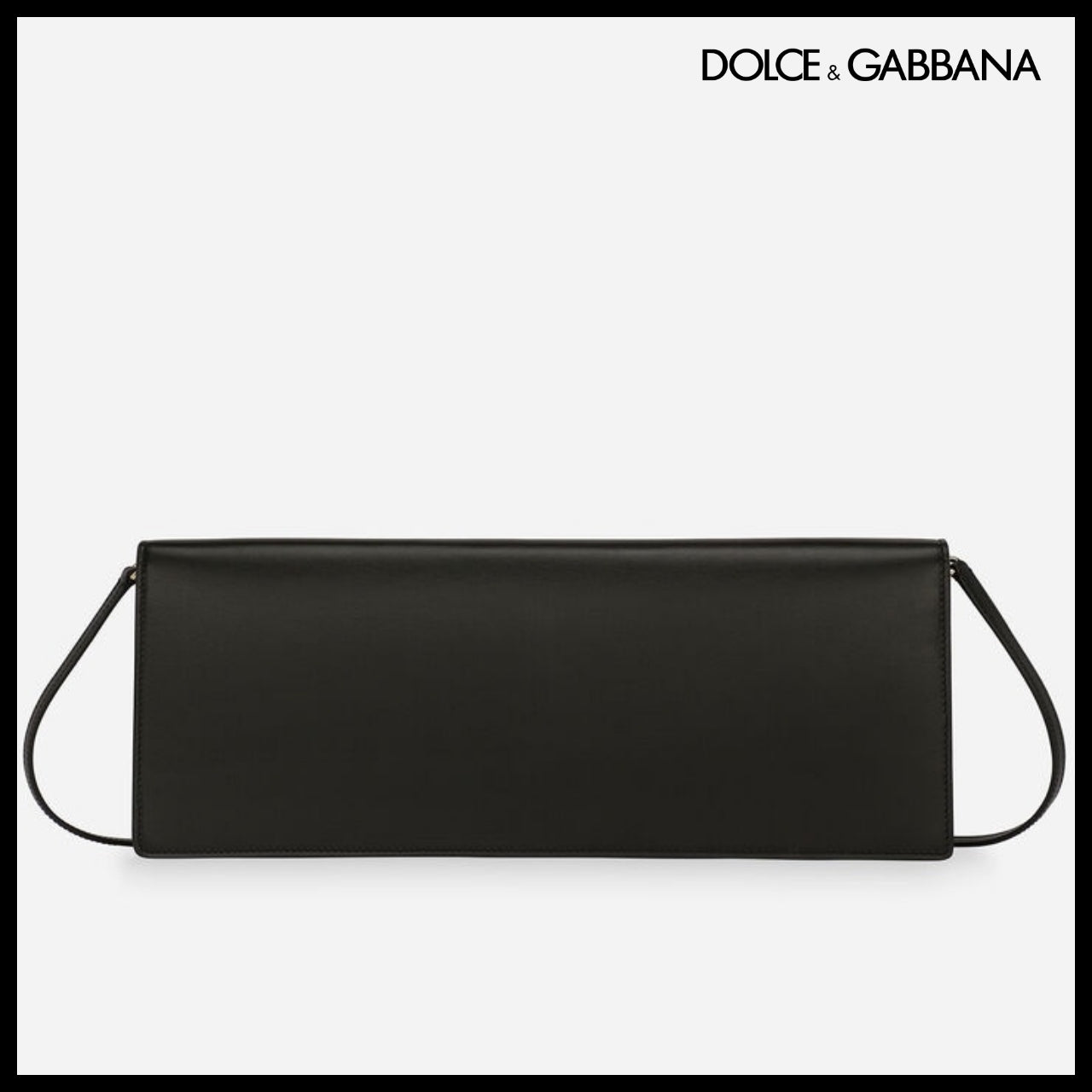 【Dolce & Gabbana】Calfskin Baguette Bag with Logo Black